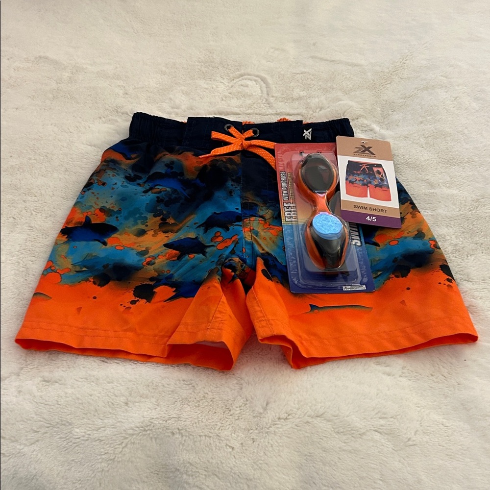 ZeroXposur Kids Swim Trunks - Orange and Blue